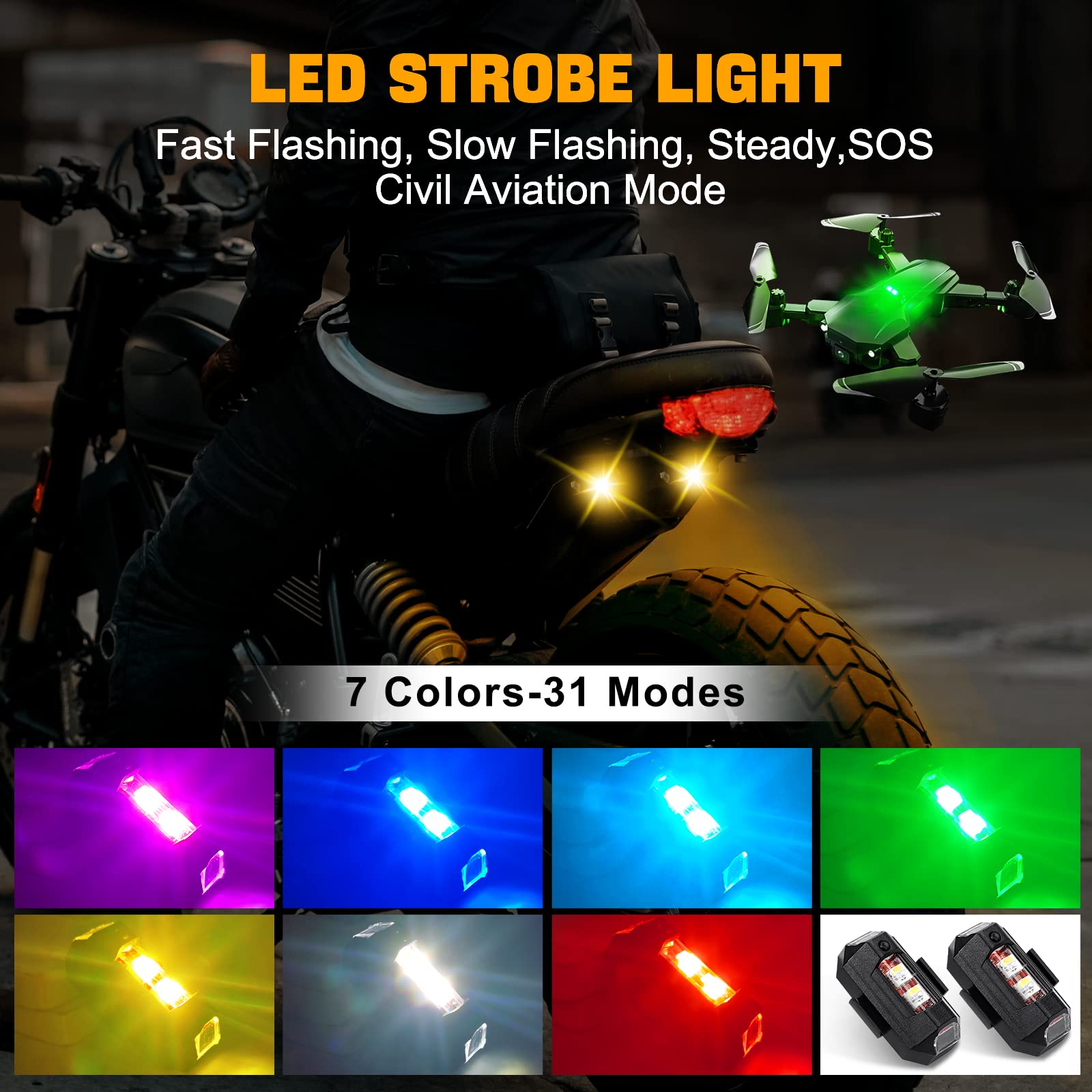 Drone Led Light - أضواء دراجة نارية الطائرة بدون طيار