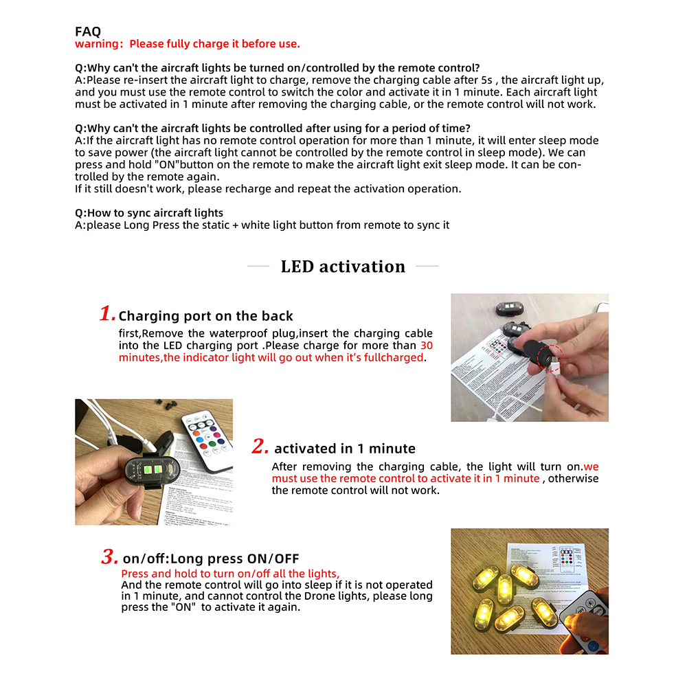 10x 4x 8 ألوان لاسلكية LED الط - مراجعة Drone Led Light وسعره
