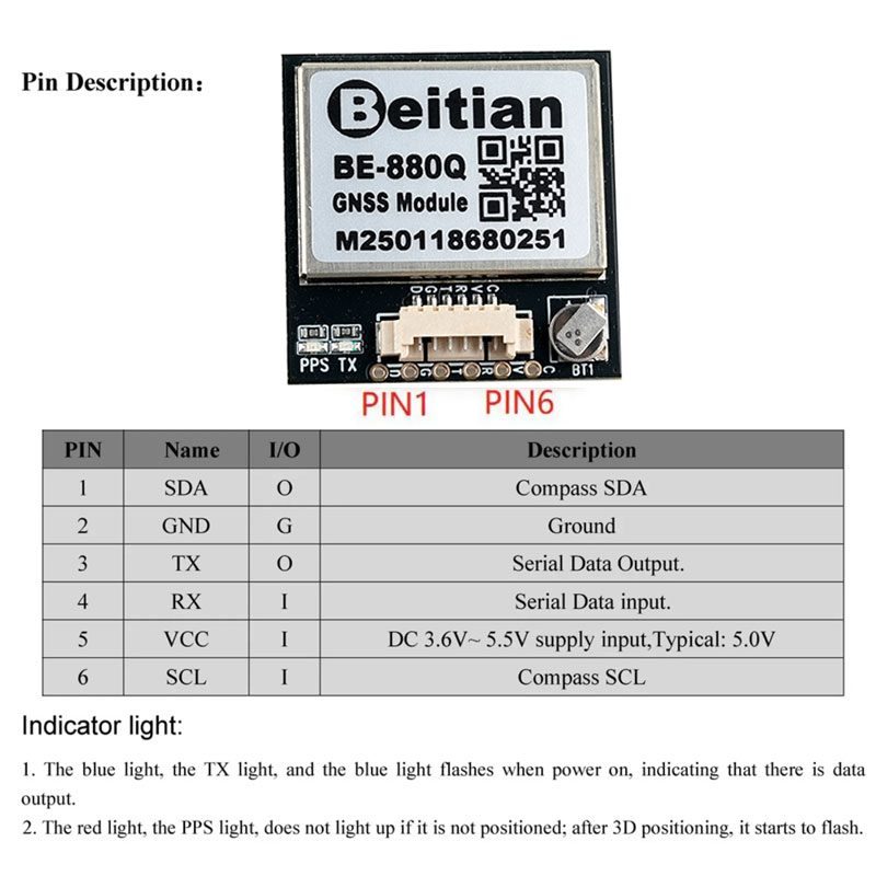 وحدة GNSS GPS طراز BE-880Q مع  - مراجعة Drone Compass وسعره